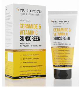 Dr. Sheth’s Ceramide & Vitamin C Sunscreen SPF 50+, 50g