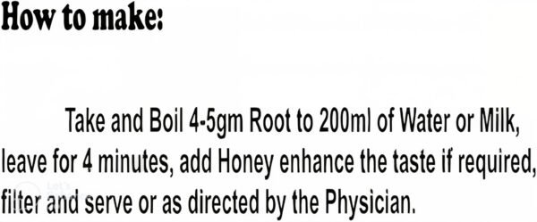 Usage instructions for Jatamansi root explaining how to prepare or consume the herb for wellness benefits