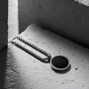 Midnight Charisma Pendant – Men’s Sleek Black Necklace