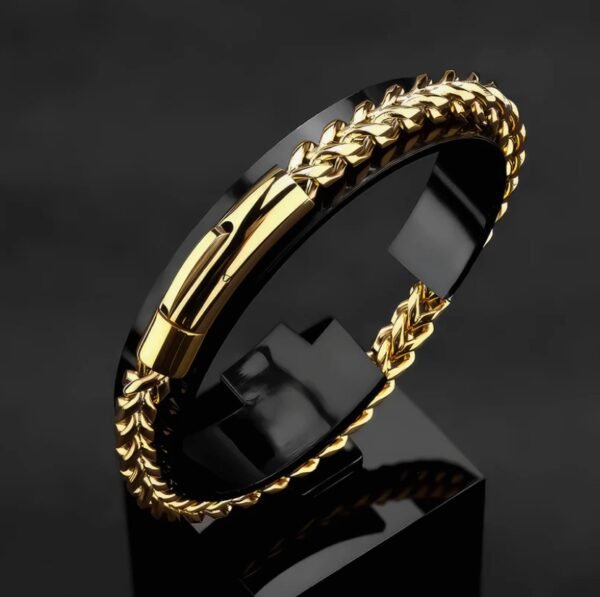 Men’s Black & Gold Chain Bracelet – Magnetic Steel Clasp
