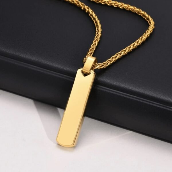 Gold-Plated Bar Pendant for Men – Stainless Steel Necklace