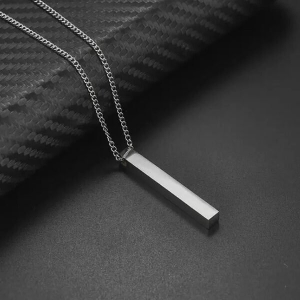 Men’s Silver Edge Bar Pendant – Minimalist Necklace