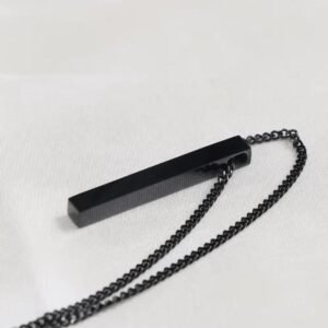 Men’s Black Bar Pendant – Minimalist Necklace Design
