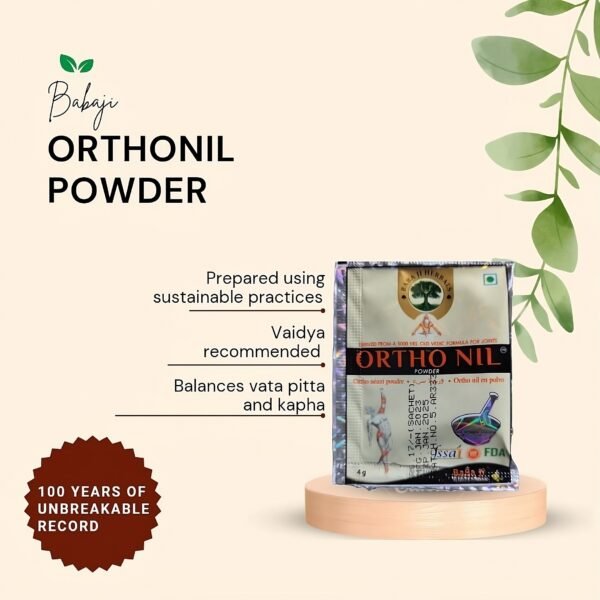 Ortho Nil Powder with key benefits like pain relief and vata-pitta-kapha balance