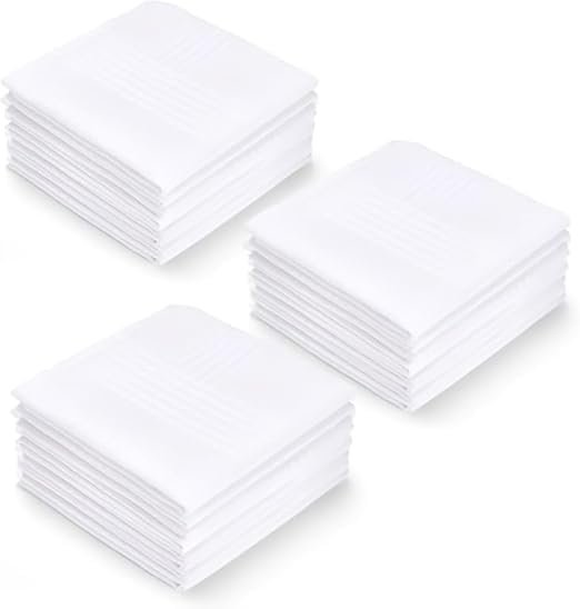 Men's Cotton Handkerchiefs – Soft, Breathable, Skin-Friendly, Classic Stripes, 16x16 Reusable Absorbent Hankies