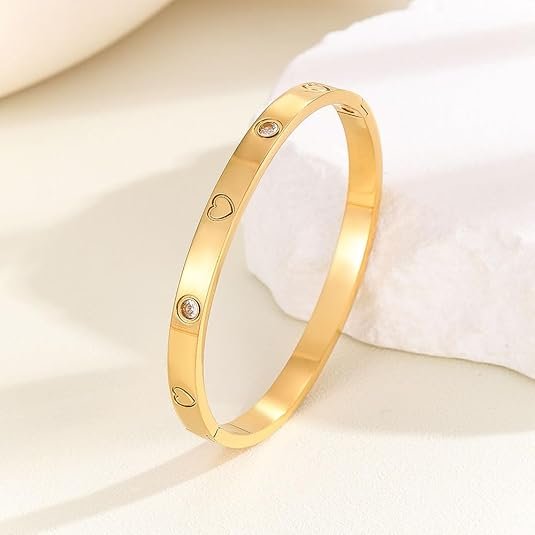 Love Bangle Bracelet Set for Women – Waterproof, Tarnish-Free Gold Stackable Bangles